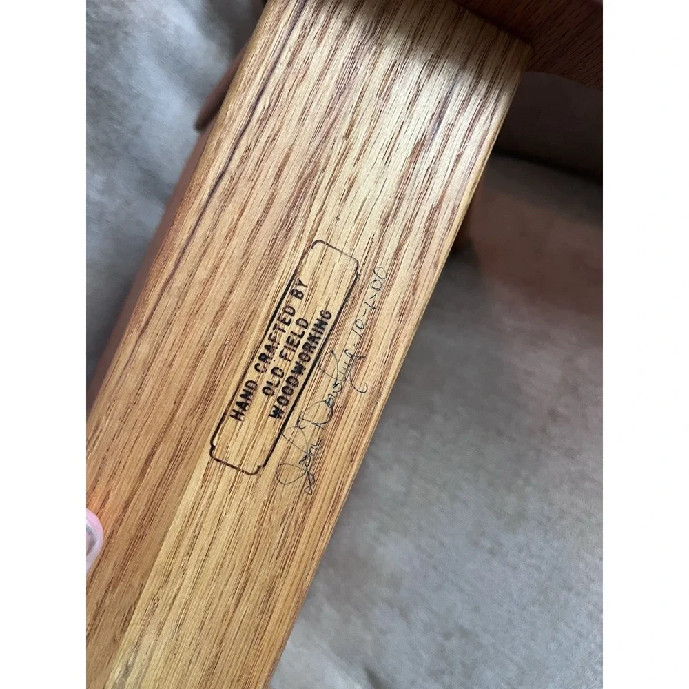 Vintage Oak Wooden Magazine Rack With Handle Adjustable Wheat Design